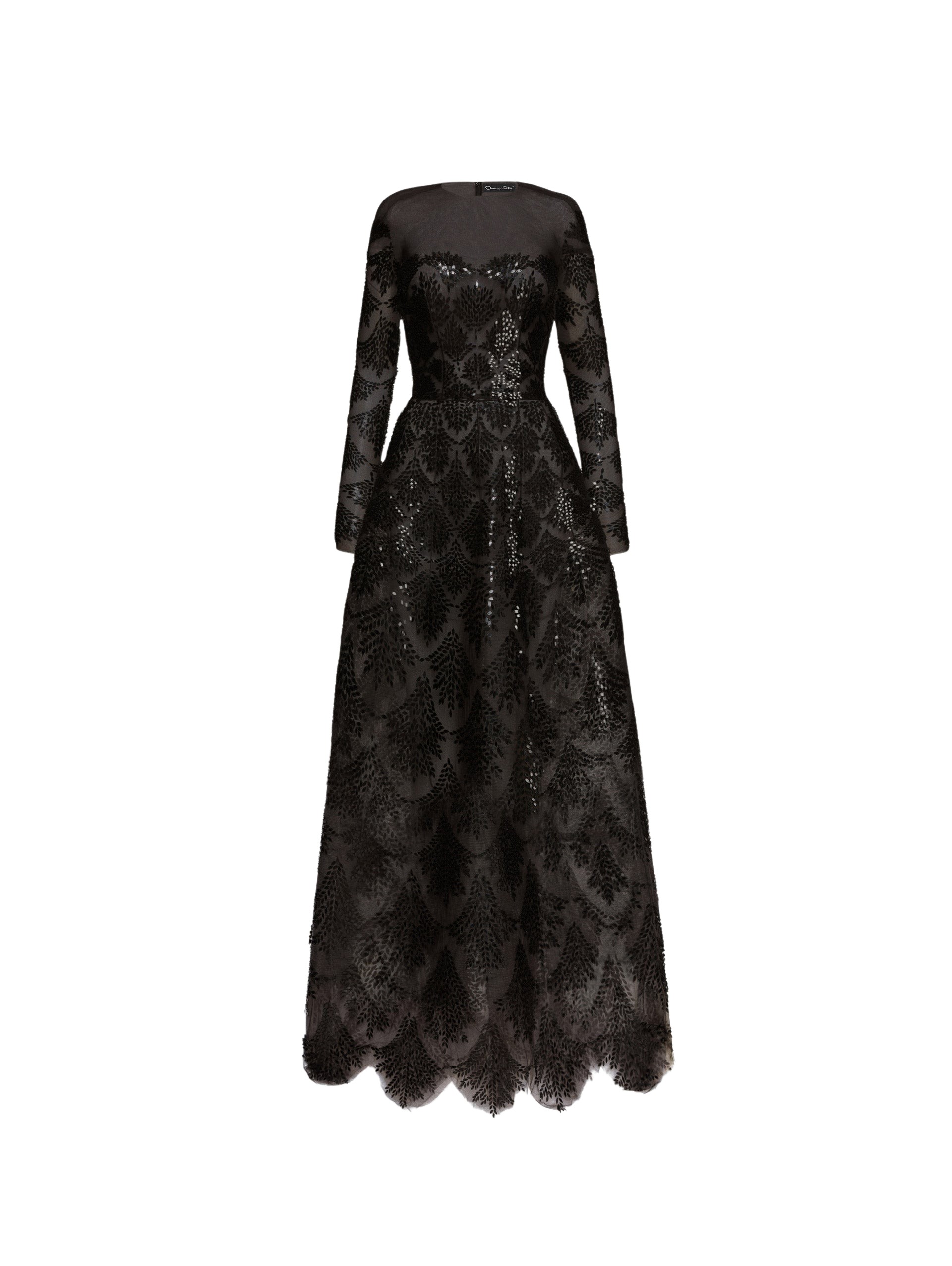Oscar de la Renta Fern Sequin Embroidered Gown