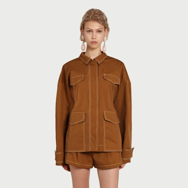 Giambattista Valli Fitted Camel Cotton Jacket - Giambattista Valli Jackets - Romantic Couture - Shop at Coveti