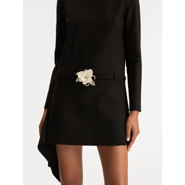 Oscar de la Renta Floral Belt Mock-Neck Dress - Oscar de la Renta Dresses - American Couture - Shop at Coveti