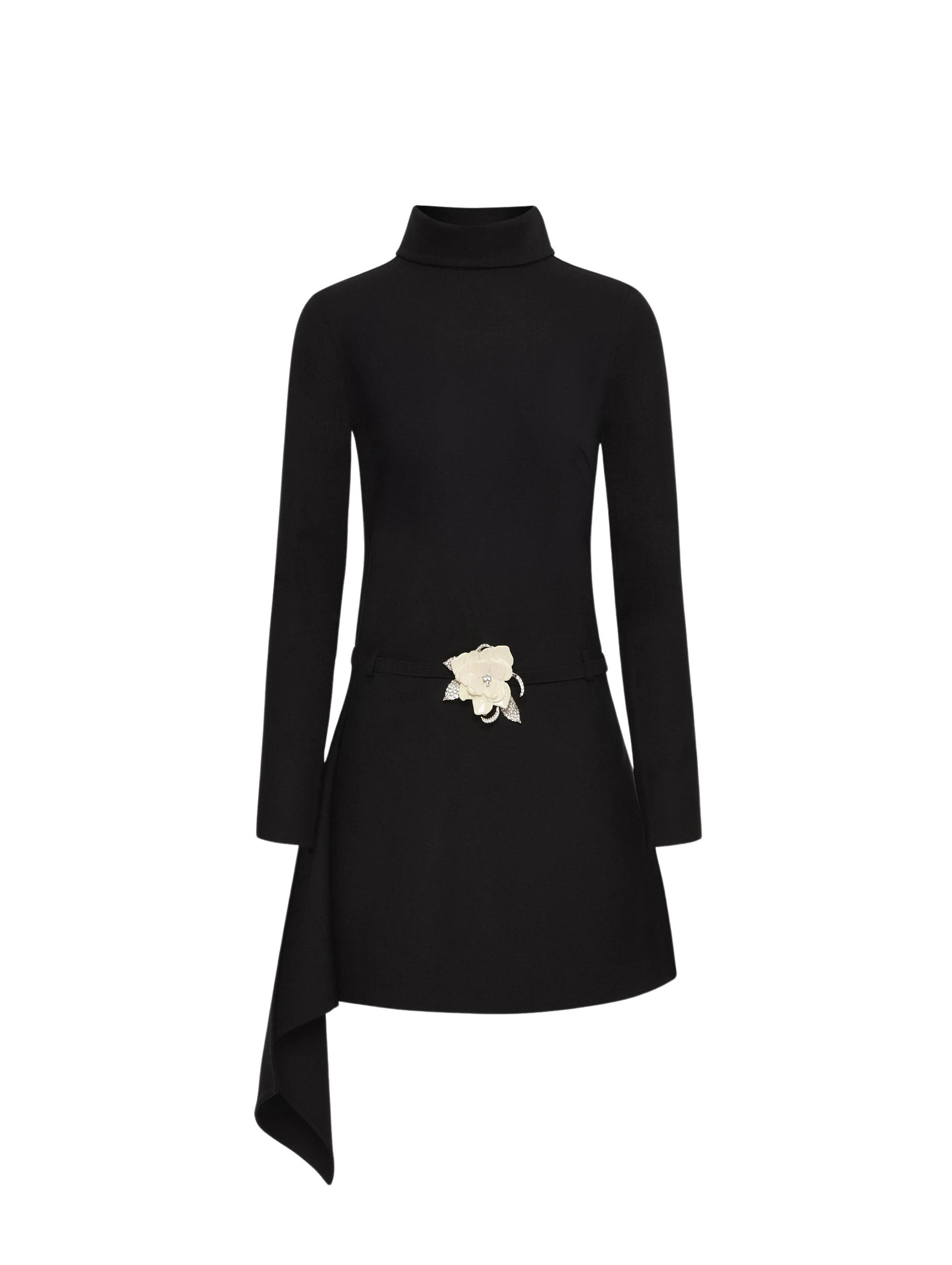 Floral-Belt-Mock-Neck-Dress-Oscar-de-la-Renta-Dresses29723_nobg Oscar de la Renta Floral Belt Mock-Neck Dress - Oscar de la Renta Dresses - American Couture - Shop at Coveti