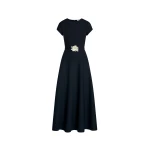 Oscar de la Renta Floral Belt Short Sleeve Dress - Oscar de la Renta Dresses - American Couture - Shop at Coveti