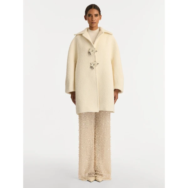Oscar de la Renta Floral Button Bouclé Tweed Coat - Oscar de la Renta Coats - American Couture - Shop at Coveti