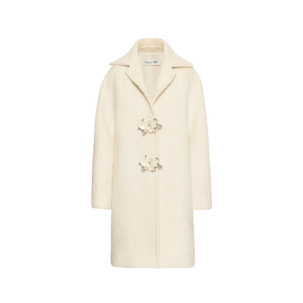Oscar de la Renta Floral Button Bouclé Tweed Coat - Oscar de la Renta Coats - American Couture - Shop at Coveti