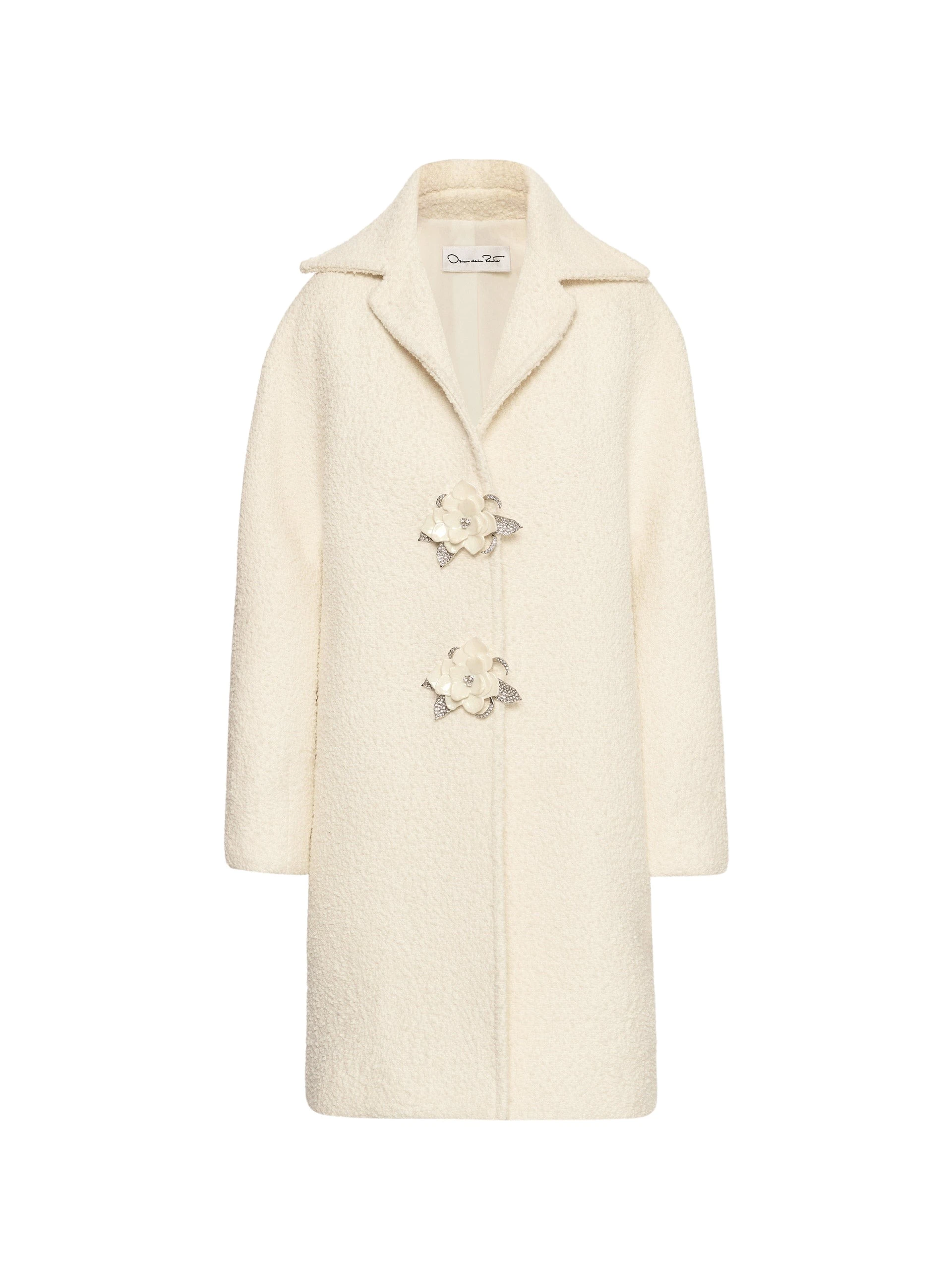 Floral-Button-Boucle-Tweed-Coat-Oscar-de-la-Renta-Coats81821_nobg Oscar de la Renta Floral Button Bouclé Tweed Coat - Oscar de la Renta Coats - American Couture - Shop at Coveti