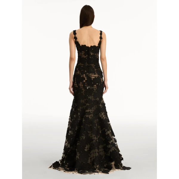 Oscar de la Renta Floral Cutout Threadwork Gown - Oscar de la Renta Dresses - American Couture - Shop at Coveti