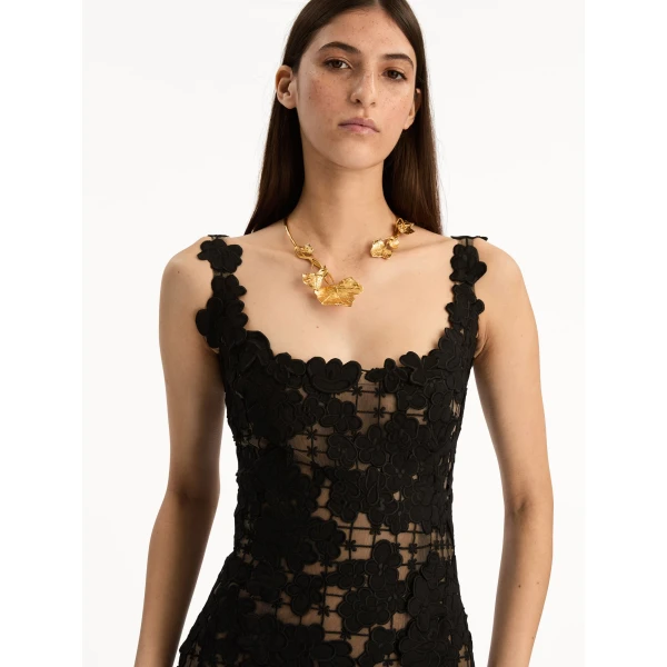 Oscar de la Renta Floral Cutout Threadwork Gown - Oscar de la Renta Dresses - American Couture - Shop at Coveti