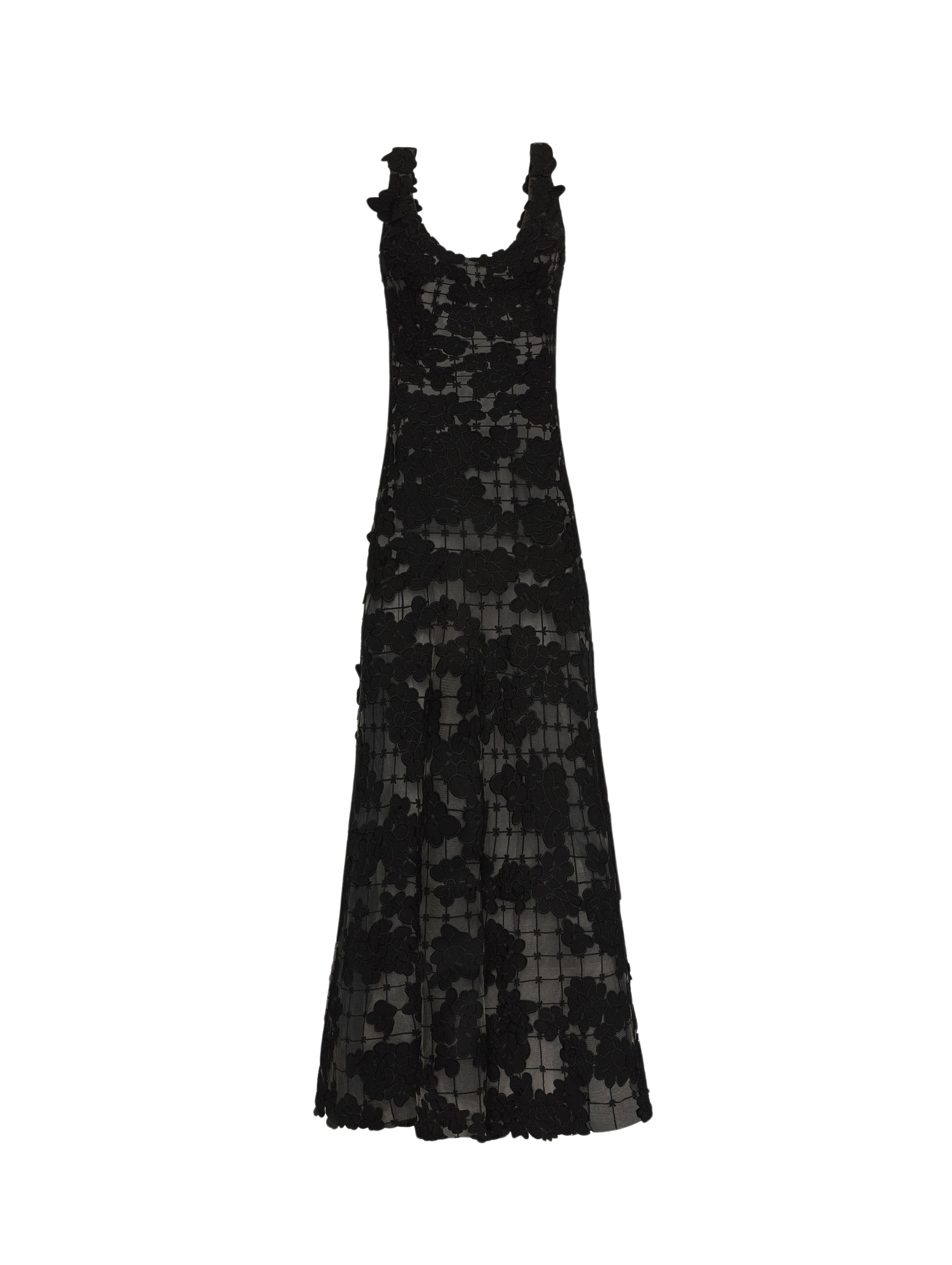 Oscar de la Renta Floral Cutout Threadwork Gown