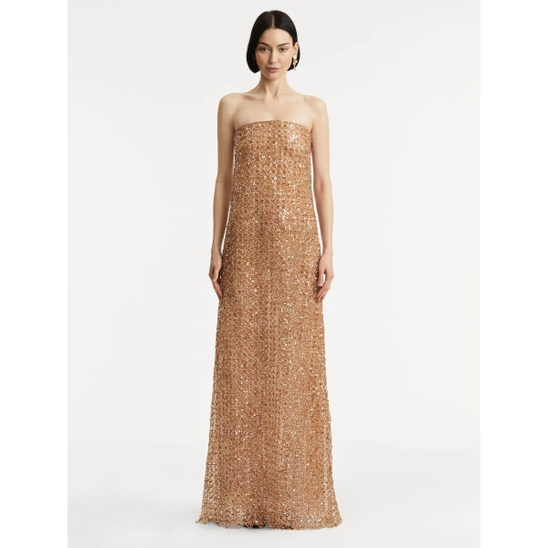Oscar de la Renta Floral Grid Embroidered Gown - Oscar de la Renta Dresses - American Couture - Shop at Coveti