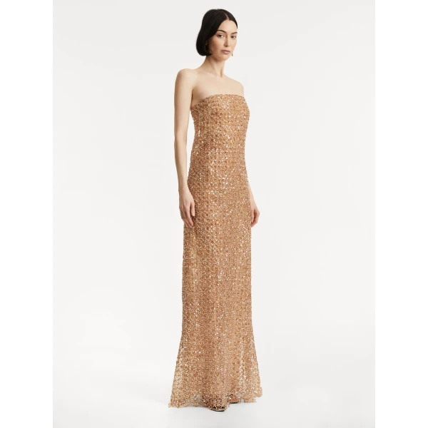 Oscar de la Renta Floral Grid Embroidered Gown - Oscar de la Renta Dresses - American Couture - Shop at Coveti