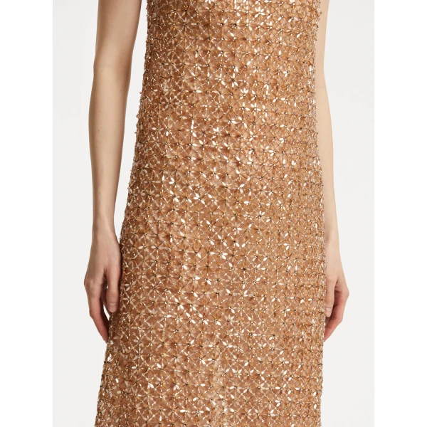 Oscar de la Renta Floral Grid Embroidered Gown - Oscar de la Renta Dresses - American Couture - Shop at Coveti