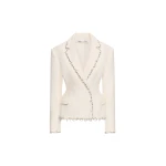 Oscar de la Renta Floral Jeweled Fringe Tweed Jacket - Oscar de la Renta Jackets - American Couture - Shop at Coveti