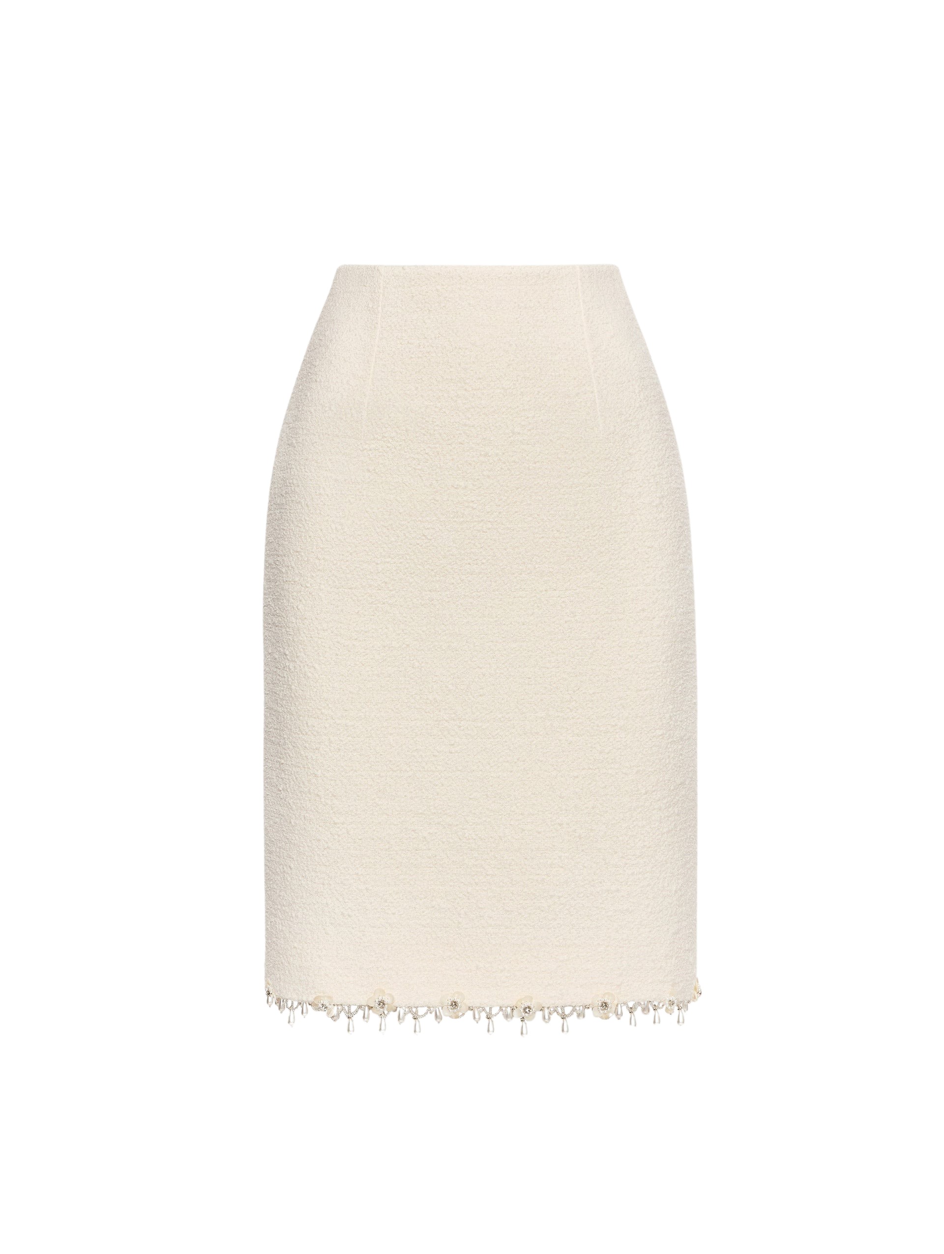 Oscar de la Renta Floral Jeweled Fringe Tweed Skirt - Oscar de la Renta Skirts - American Couture - Shop at Coveti
