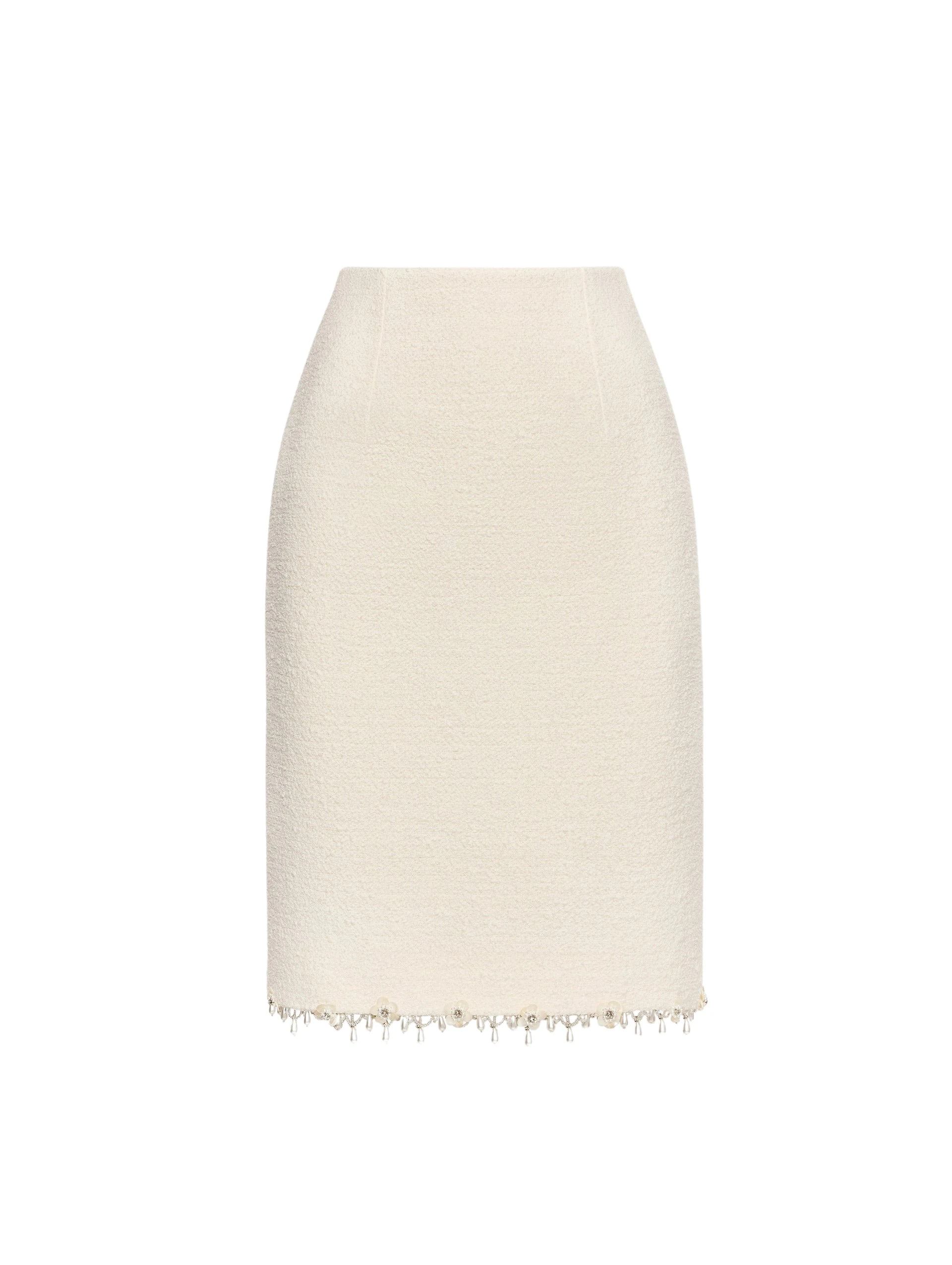 Floral-Jeweled-Fringe-Tweed-Skirt-Oscar-de-la-Renta-Skirts28774_nobg Oscar de la Renta Floral Jeweled Fringe Tweed Skirt - Oscar de la Renta Skirts - American Couture - Shop at Coveti