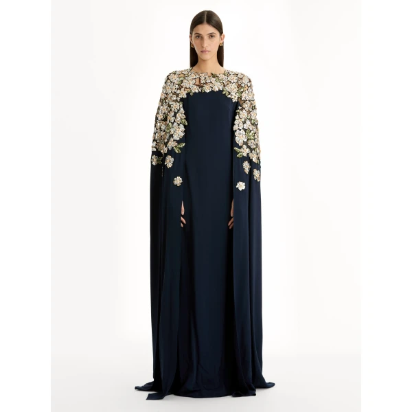 Oscar de la Renta Floral Sequin Embroidered Caftan - Oscar de la Renta Dresses - American Couture - Shop at Coveti
