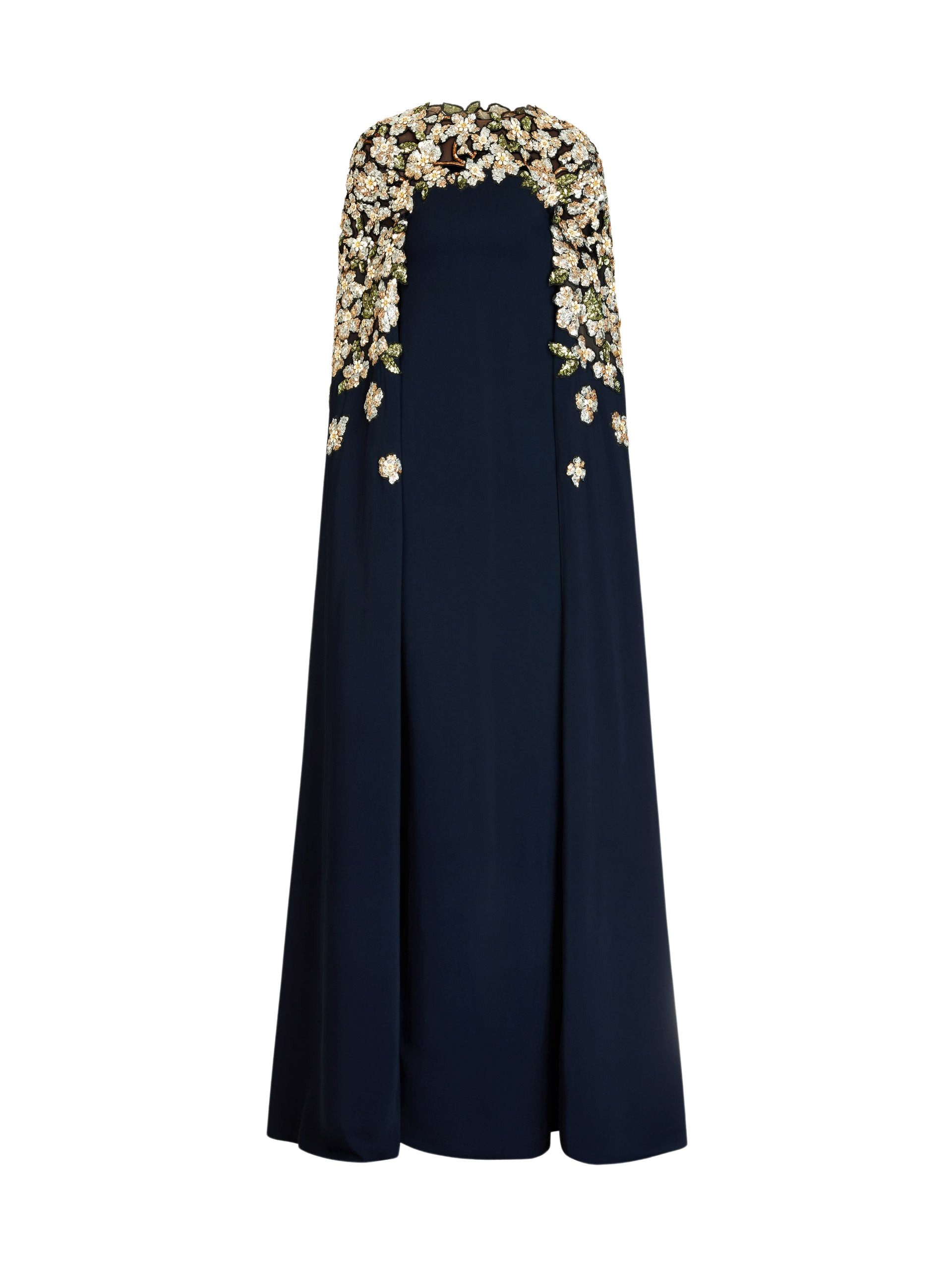 Oscar de la Renta Floral Sequin Embroidered Caftan Dress