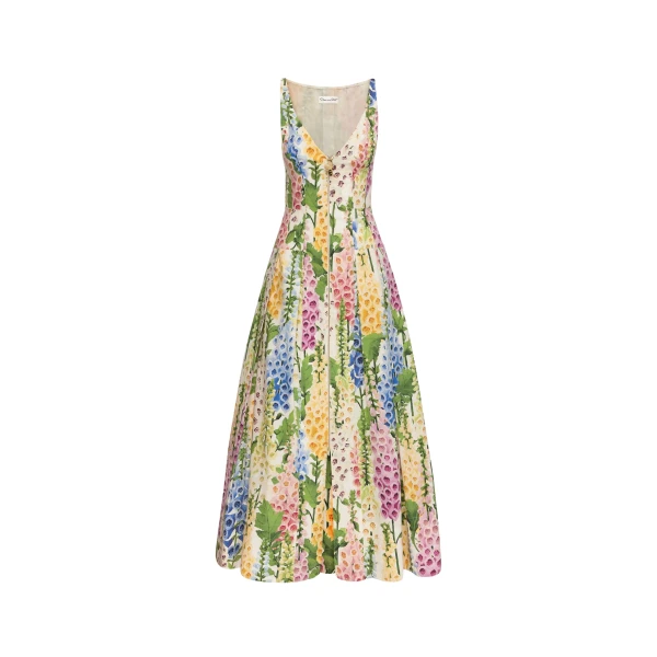 Oscar de la Renta Foxglove Cotton Poplin Dress - Oscar de la Renta Dresses - American Couture - Shop at Coveti