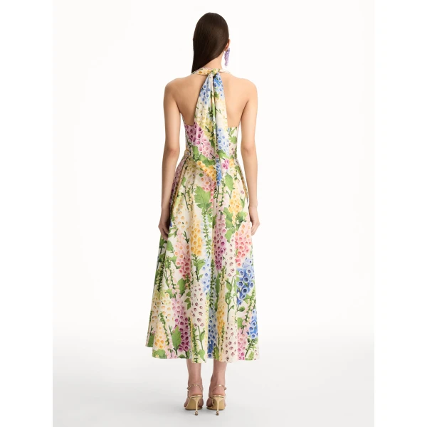 Oscar de la Renta Foxglove Cotton Poplin Halter Dress - Oscar de la Renta Dresses - American Couture - Shop at Coveti