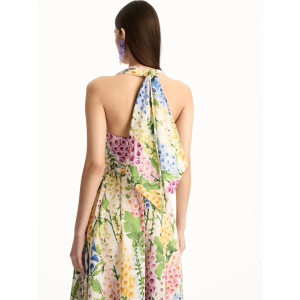 Oscar de la Renta Foxglove Cotton Poplin Halter Dress - Oscar de la Renta Dresses - American Couture - Shop at Coveti