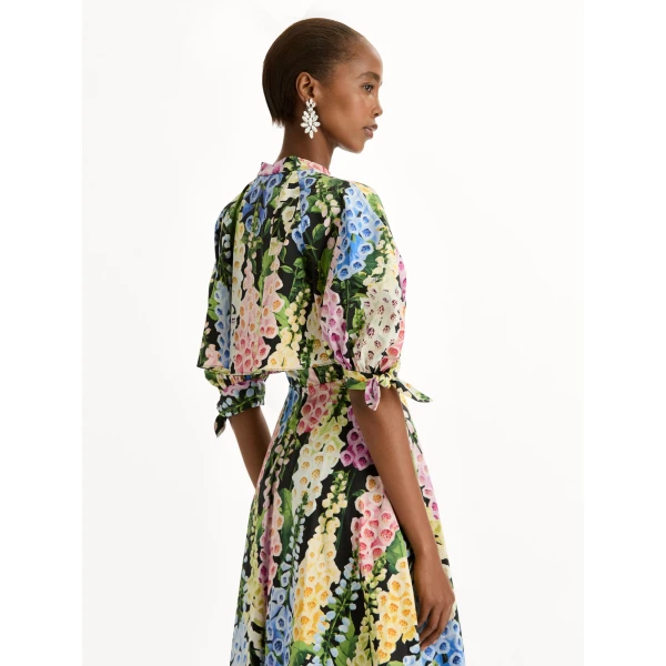 Oscar de la Renta Foxglove Cotton Poplin Puff Sleeve Dress - Oscar de la Renta Dresses - American Couture - Shop at Coveti