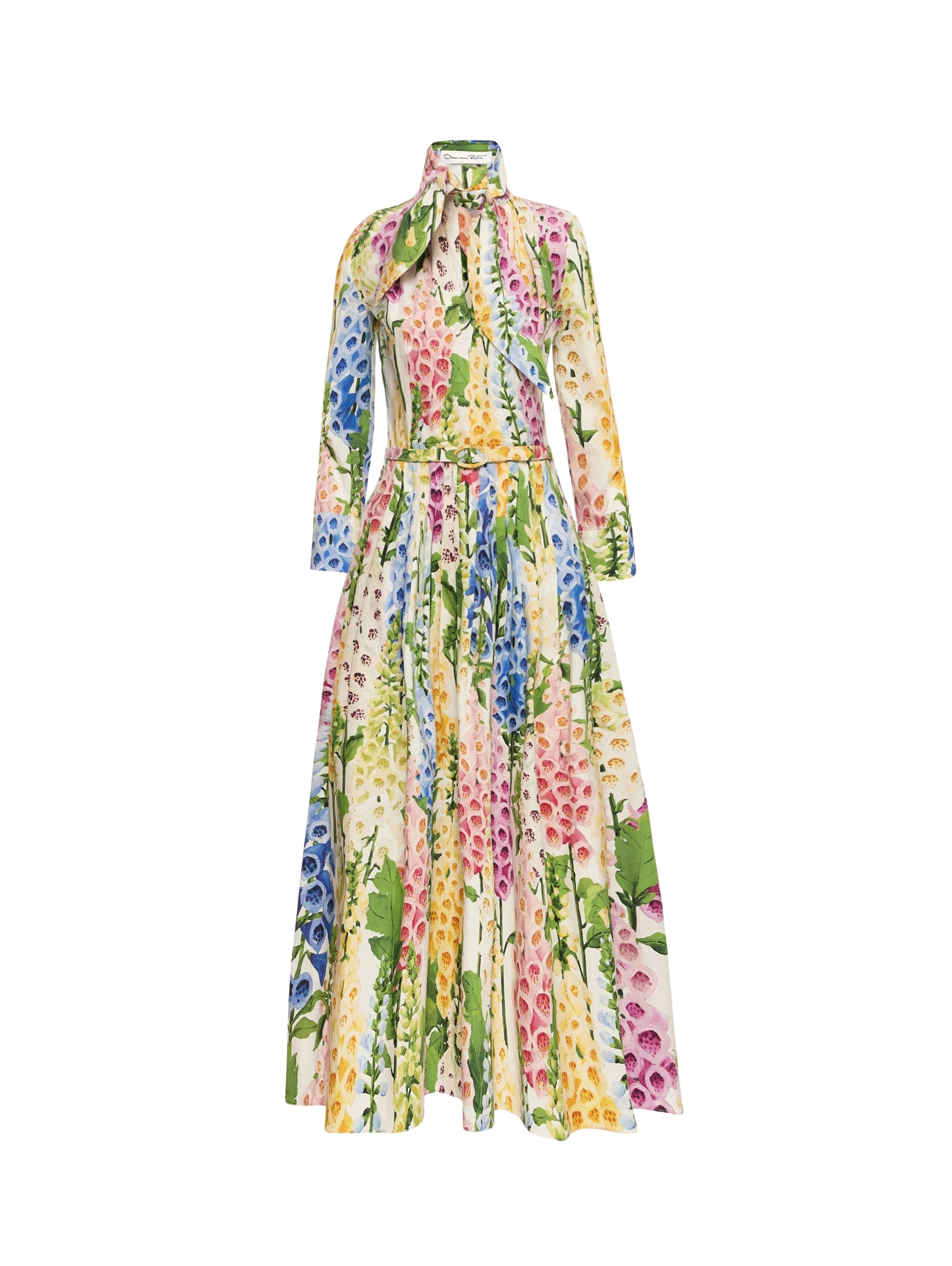 Foxglove-Cotton-Poplin-Tie-Neck-Dress-Oscar-de-la-Renta-Dresses44160_nobg Oscar de la Renta Foxglove Cotton Poplin Tie-Neck Dress - Oscar de la Renta Dresses - American Couture - Shop at Coveti