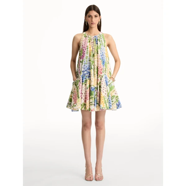 Oscar de la Renta Foxglove Cotton Poplin Trapeze Dress - Oscar de la Renta Dresses - American Couture - Shop at Coveti