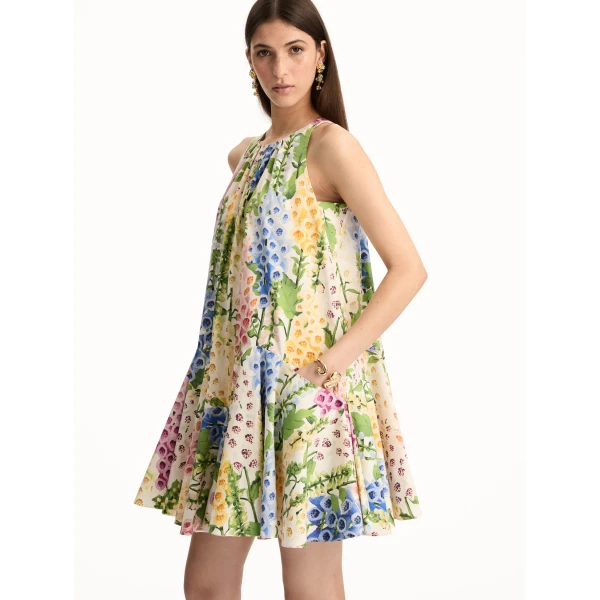 Oscar de la Renta Foxglove Cotton Poplin Trapeze Dress - Oscar de la Renta Dresses - American Couture - Shop at Coveti