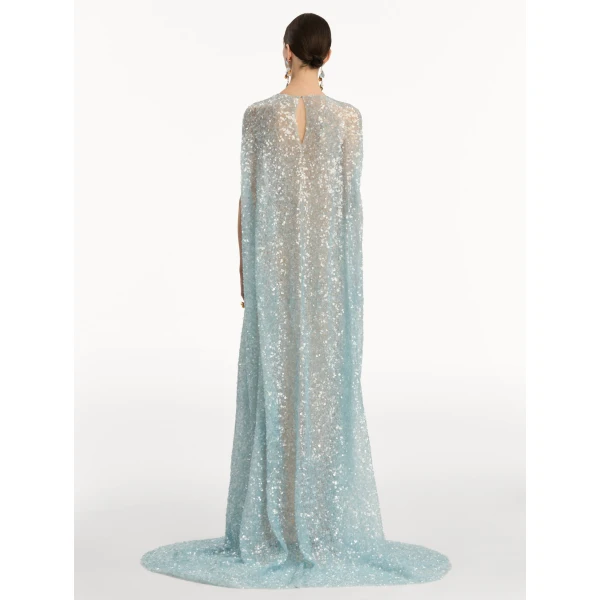 Oscar de la Renta Foxglove Embroidered Sequin Tulle Caftan - Oscar de la Renta Dresses - American Couture - Shop at Coveti