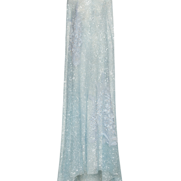 Oscar de la Renta Foxglove Embroidered Sequin Tulle Caftan - Oscar de la Renta Dresses - American Couture - Shop at Coveti