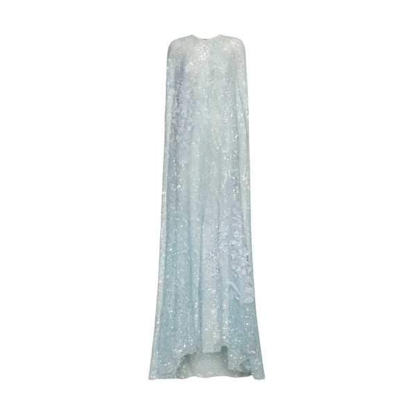 Oscar de la Renta Foxglove Embroidered Sequin Tulle Caftan - Oscar de la Renta Dresses - American Couture - Shop at Coveti
