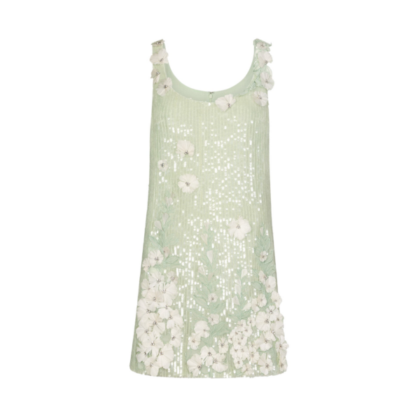 Oscar de la Renta Foxglove Embroidered Sequin Tulle Shift Dress - Oscar de la Renta Dresses - American Couture - Shop at Coveti
