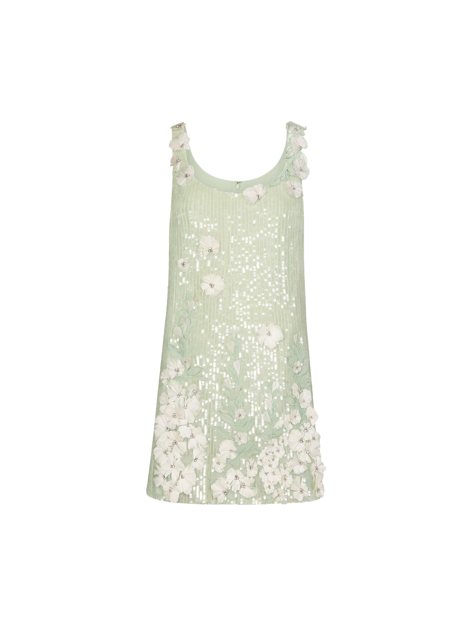 Oscar de la Renta Foxglove Embroidered Sequin Tulle Shift Dress