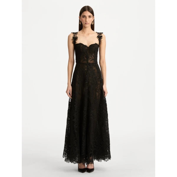 Oscar de la Renta Foxglove Guipure Cocktail Dress - Oscar de la Renta Dresses - American Couture - Shop at Coveti
