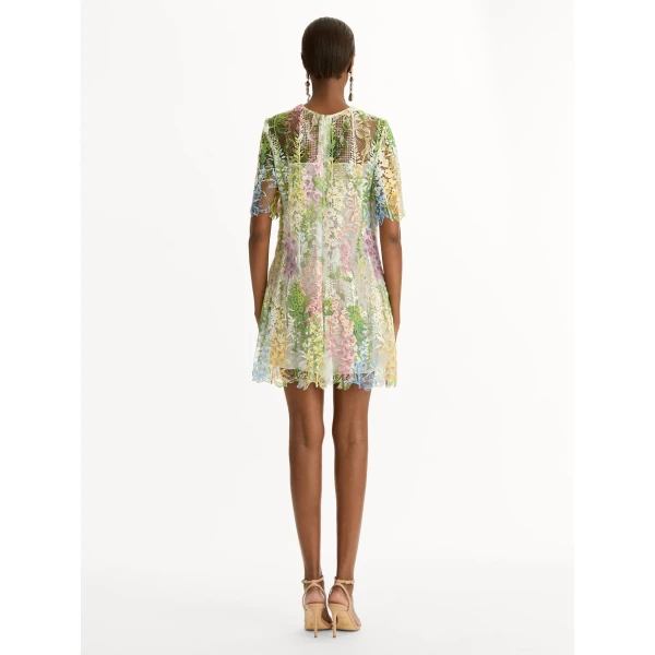 Oscar de la Renta Foxglove Guipure Shift Dress - Oscar de la Renta Dresses - American Couture - Shop at Coveti