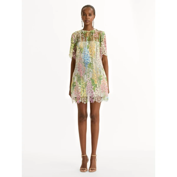 Oscar de la Renta Foxglove Guipure Shift Dress - Oscar de la Renta Dresses - American Couture - Shop at Coveti
