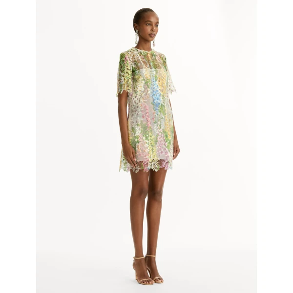 Oscar de la Renta Foxglove Guipure Shift Dress - Oscar de la Renta Dresses - American Couture - Shop at Coveti
