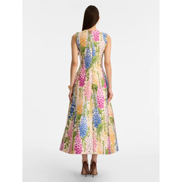 Oscar de la Renta Foxglove Jacquard Cocktail Dress - Oscar de la Renta Dresses - American Couture - Shop at Coveti