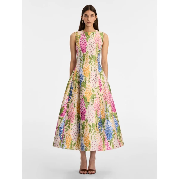 Oscar de la Renta Foxglove Jacquard Cocktail Dress - Oscar de la Renta Dresses - American Couture - Shop at Coveti