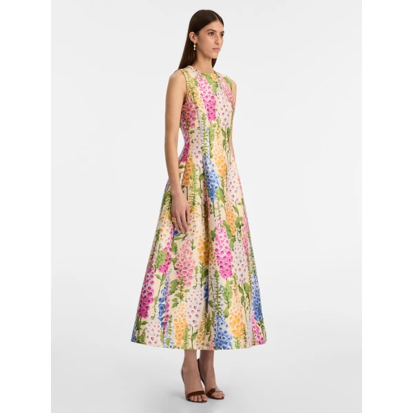 Oscar de la Renta Foxglove Jacquard Cocktail Dress - Oscar de la Renta Dresses - American Couture - Shop at Coveti