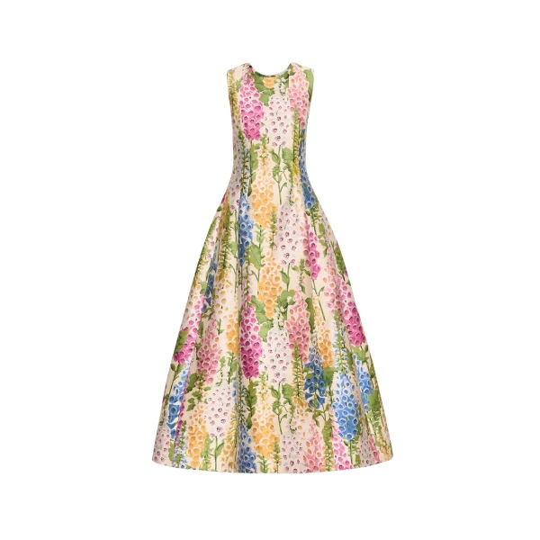 Oscar de la Renta Foxglove Jacquard Cocktail Dress - Oscar de la Renta Dresses - American Couture - Shop at Coveti