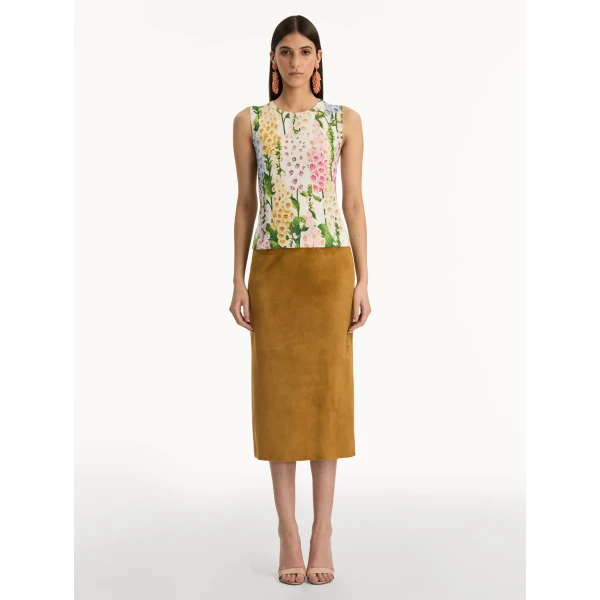 Oscar de la Renta Foxglove Printed Tank - Oscar de la Renta Tops - American Couture - Shop at Coveti