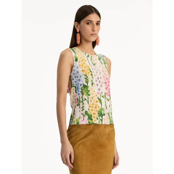 Oscar de la Renta Foxglove Printed Tank - Oscar de la Renta Tops - American Couture - Shop at Coveti