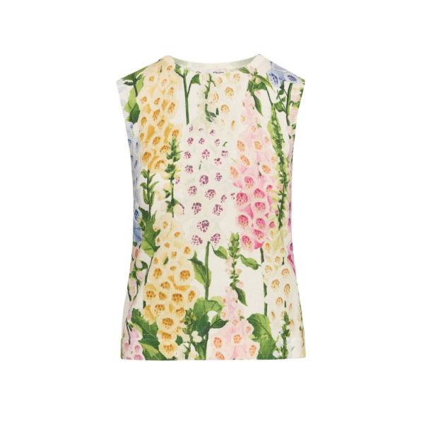Oscar de la Renta Foxglove Printed Tank - Oscar de la Renta Tops - American Couture - Shop at Coveti