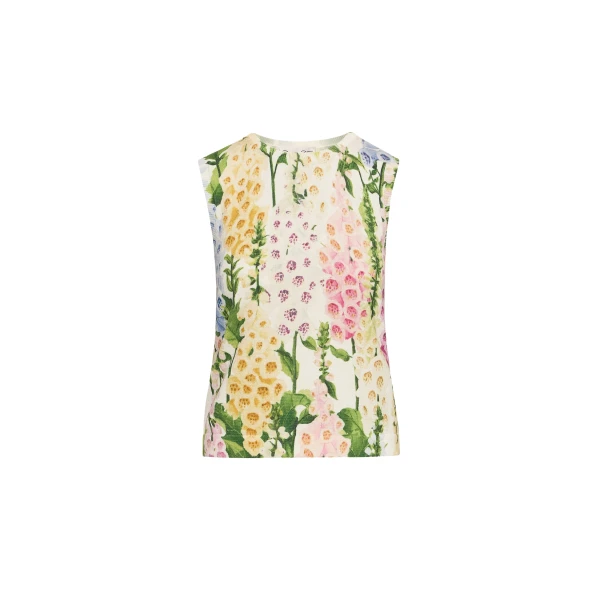 Oscar de la Renta Foxglove Printed Tank - Oscar de la Renta Tops - American Couture - Shop at Coveti
