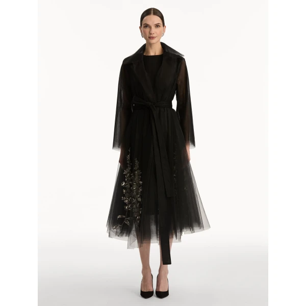 Oscar de la Renta Foxglove Sequin Embroidered Opera Coat - Oscar de la Renta Coats - American Couture - Shop at Coveti