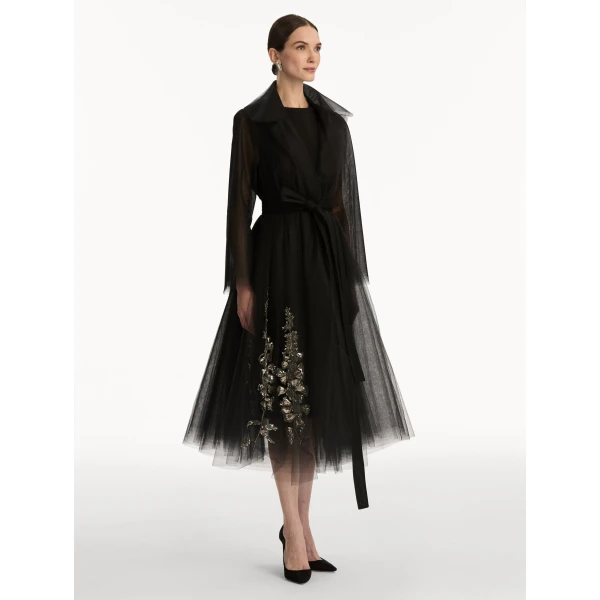 Oscar de la Renta Foxglove Sequin Embroidered Opera Coat - Oscar de la Renta Coats - American Couture - Shop at Coveti