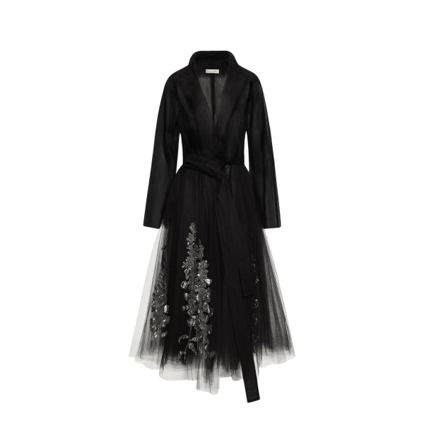 Oscar de la Renta Foxglove Sequin Embroidered Opera Coat - Oscar de la Renta Coats - American Couture - Shop at Coveti