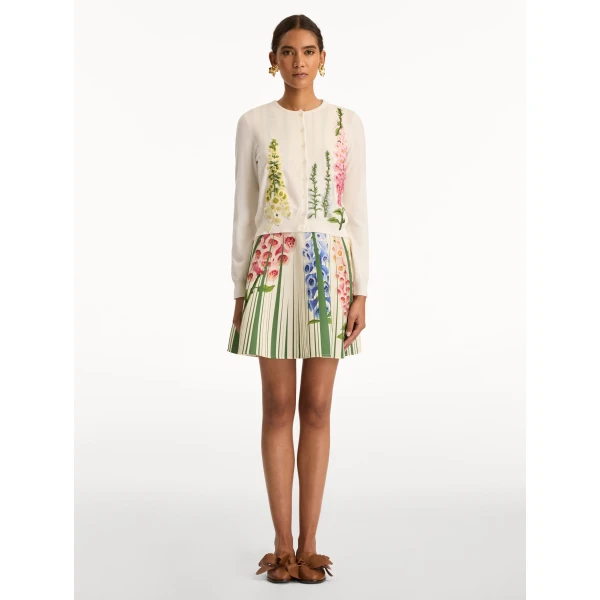 Oscar de la Renta Foxglove Threadwork Cardigan - Oscar de la Renta Knitwear - American Couture - Shop at Coveti
