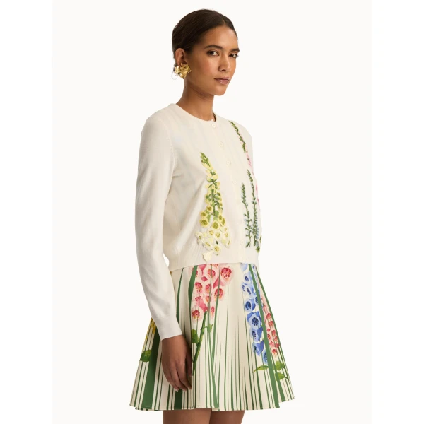 Oscar de la Renta Foxglove Threadwork Cardigan - Oscar de la Renta Knitwear - American Couture - Shop at Coveti