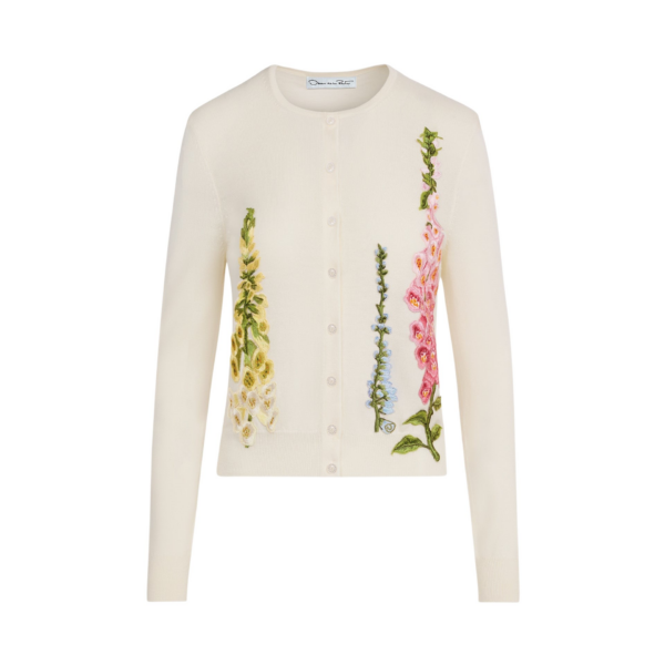 Oscar de la Renta Foxglove Threadwork Cardigan - Oscar de la Renta Knitwear - American Couture - Shop at Coveti