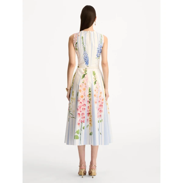 Oscar de la Renta Foxglove Trompe L’oeil Cotton Poplin Dress - Oscar de la Renta Dresses - American Couture - Shop at Coveti